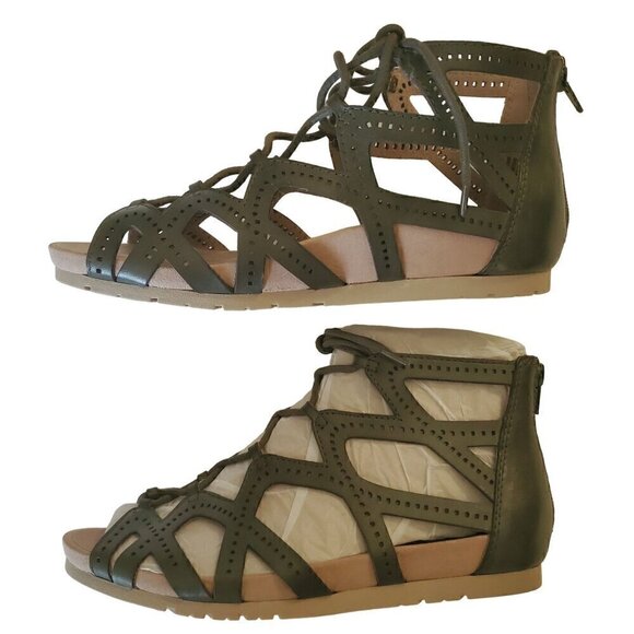 Earth Linden Lehi Green Strappy Sandals, Woman's Leather Sandals - Picture 5 of 6